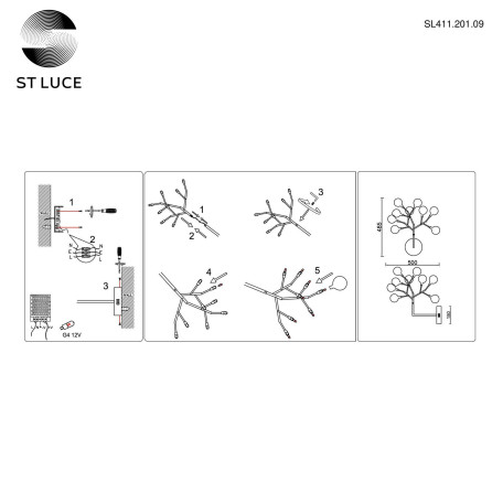 Схема с размерами ST Luce SL411.201.09