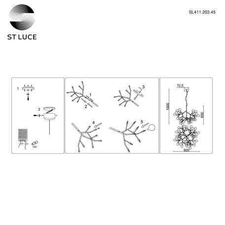 Схема с размерами ST Luce SL411.203.45
