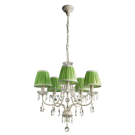 Arte Lamp Veil A3082LM-5WG, 5xE14x60W, бежевый, зеленый, прозрачный, металл, текстиль, хрусталь - миниатюра 1