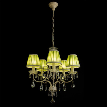 Arte Lamp Veil A3082LM-5WG, 5xE14x60W, бежевый, зеленый, прозрачный, металл, текстиль, хрусталь - миниатюра 2