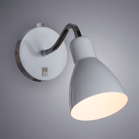 Бра с регулировкой направления света Arte Lamp Dorm A1408AP-1WH, 1xE14x40W, белый с хромом, белый, металл - фото 2