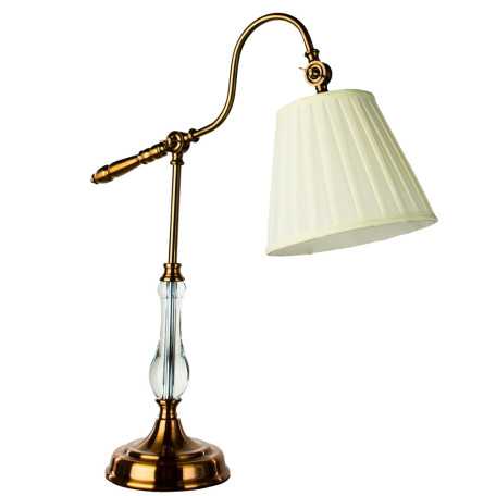 Настольная лампа Arte Lamp Seville A1509LT-1PB, 1xE27x60W, медь, белый, металл с пластиком, текстиль