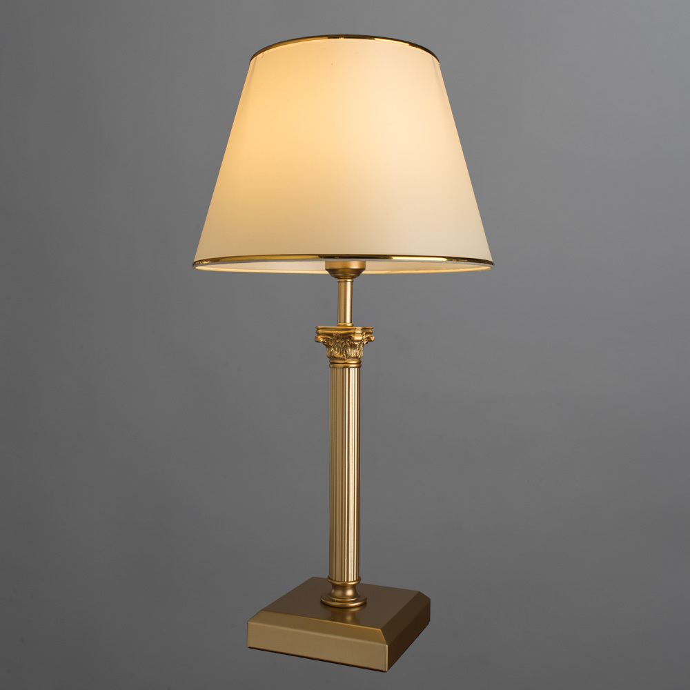 Настольная лампа Arte Lamp Budapest A9185LT-1SG, 1xE27x40W, матовое золото, бежевый, золото, металл, пластик, текстиль - фото 2