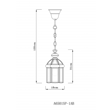 Схема с размерами Arte Lamp A6501SP-1AB