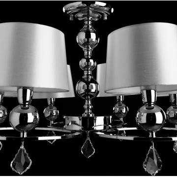 Потолочно-подвесная люстра Arte Lamp Promessa A3074LM-6CC, 6xE14x40W, хром, бежевый, прозрачный, металл, текстиль, хрусталь - миниатюра 4