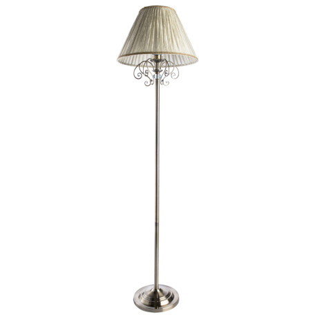 Торшер Arte Lamp Charm A2083PN-1AB, 1xE27x60W, бронза, бежевый, металл с хрусталем, текстиль