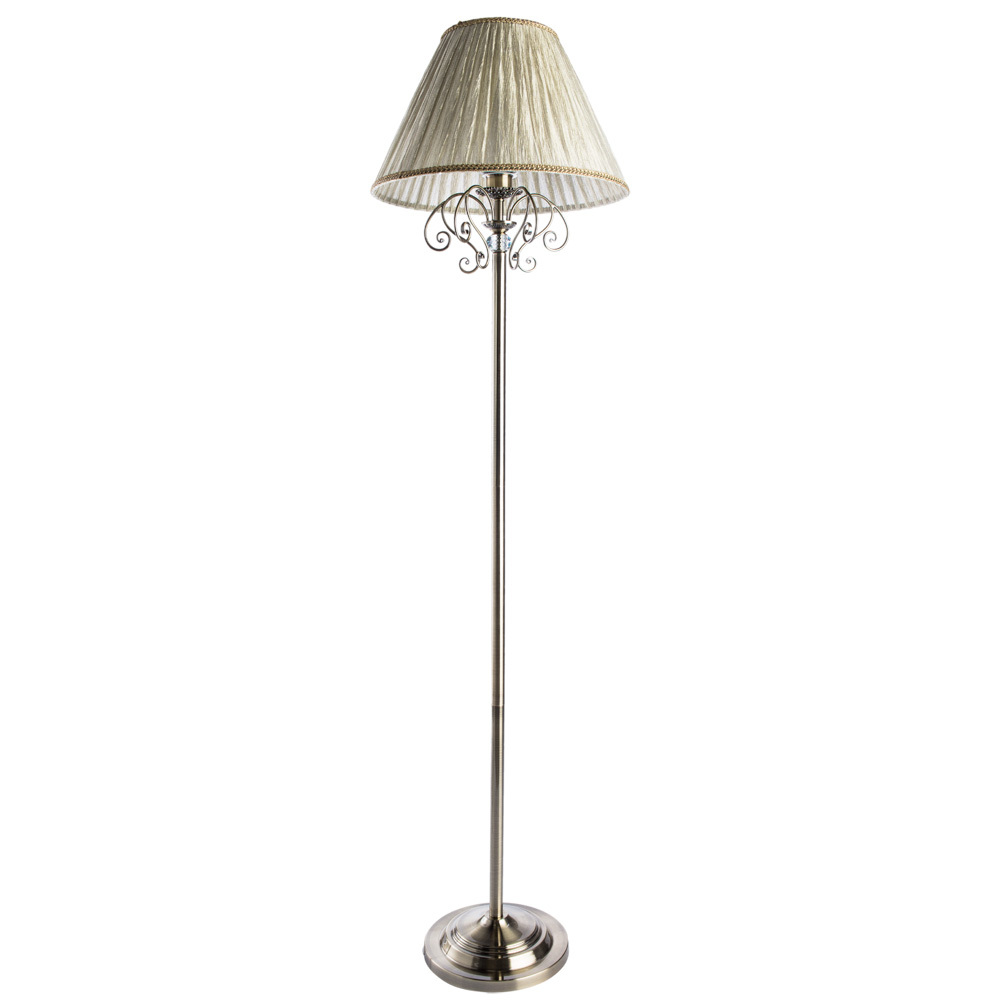 Торшер Arte Lamp Charm A2083PN-1AB, 1xE27x60W, бронза, бежевый, металл с хрусталем, текстиль - фото 1