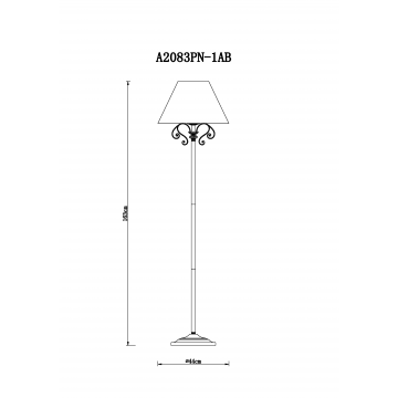 Схема с размерами Arte Lamp A2083PN-1AB