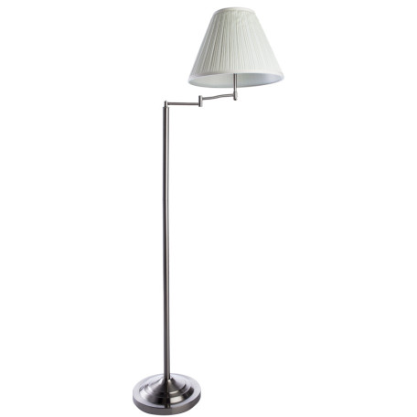 Торшер Arte Lamp California A2872PN-1SS, 1xE27x100W, серебро, бежевый, металл, текстиль