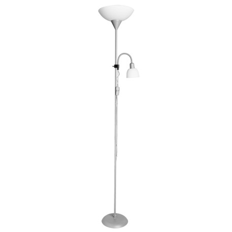Торшер Arte Lamp Duetto A9569PN-2SI, 1xE27x60W +  1xE14x25W, серебро, белый, металл, пластик