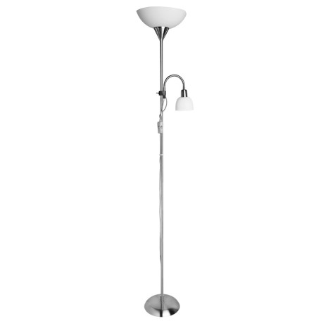 Торшер Arte Lamp Duetto A9569PN-2SS, 1xE27x60W +  1xE14x25W, серебро, белый, металл, пластик