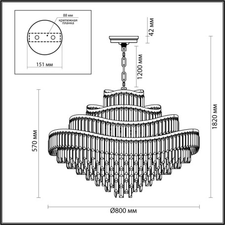 Схема с размерами Odeon Light 5073/25