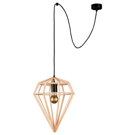 Подвесной светильник Nowodvorski Wood Diamond 9372, 1xE27x60W, черный, коричневый, металл, дерево - миниатюра 1